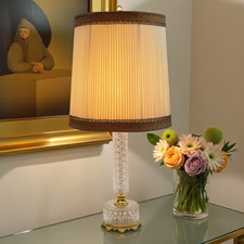 Elegante Landhaus Tischleuchte "SCHÖNBRUNN" Kristallglas Messing Salonlampe