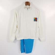 Vintage Adidas Ivan Lendl Trainingsanzug Herren Gr. 52 Weiß Blau 80er Anzug