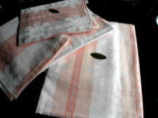 Vintage Aussteuer Bettwäsche 4tl. lachsfarben Baumwolle Seidenbrokat  NEU