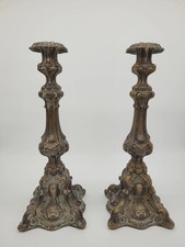 Paar Bronze Kerzenhalter Barock Stil Kerzenleuchter Kerzenständer