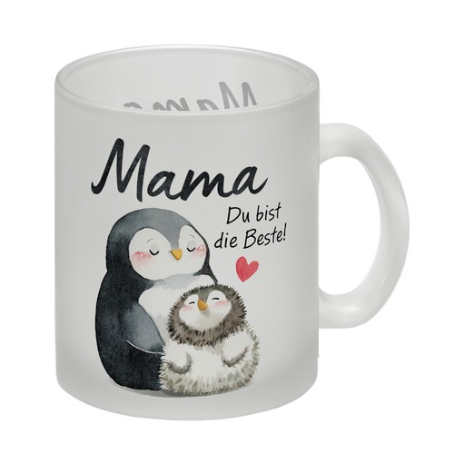 Pinguin mutter und - mutter, glas