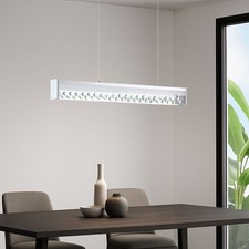 LED Kristall Pendel Hänge Glas Lampe Ess Zimmer Beleuchtung Chrom Decken Leuchte
