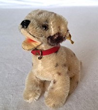Auflösung:Nachlass.Alter Steiff Hund mit Knopf und Schild-Rarität-Ansehen
