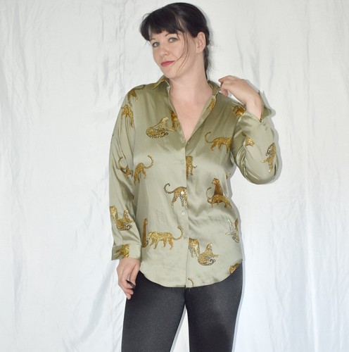 Zara leo glanz satin - glanz, bluse*