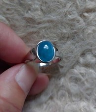 SILBERZEIT EDELSTEIN RING (19) ATLANTIS APATIT 10x8mm blau 925er Silber