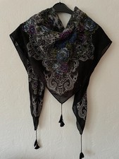 OPUS - Schal Tuch Schultertuch, modischen Akzente, 105x105 cm Schwarz Mehrfarbig