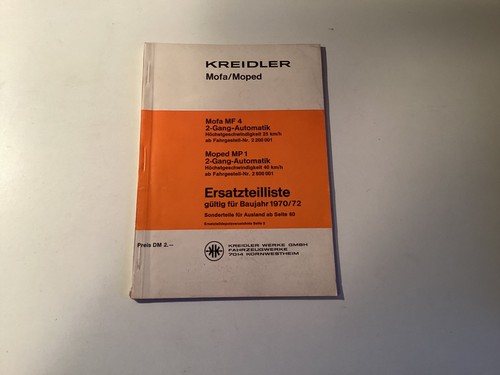 Kreidler ersatzteilliste mofa - ersatzteilliste,