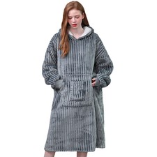Damen Pullover Sweatshirt mit Kapuze, Flanell Hoodie Kuscheldecke mit Ärmeln, DE