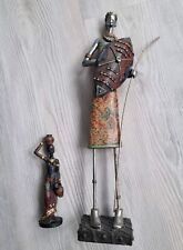2 afrikanische Dekofiguren Frau mit Stab Afrika Handarbeit 
