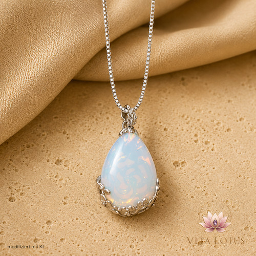 Weißer opal kette - opal, tropfen
