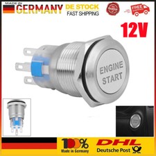 Car Auto Motor Startknopf 12V LED Druckschalter Zündung Starter Schalter Silber