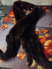 Echtfell Schal, Stola, Kragen, Nerz, Pelz, Braun, Vintage, Ca 150cm, Damen 