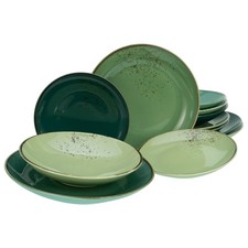 CreaTable 33322 Tafelservice Nature Collection Green Life für 6 Personen, Steinz