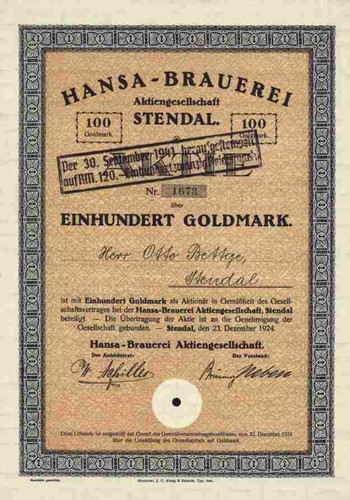 Hansa brauerei 1924 stendal - 1924,