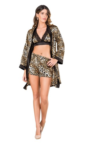 Leopar muster satin - muster, satin-nachthemd