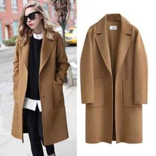 Slim Damenmantel Blazer Lang Warm Elegant Beige Winter P006