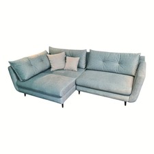 Restyl Ecksofa LS24 Stoff 2-7059 Blau mit Bettkasten und 2 Kissen
