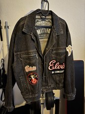 Vintage Mustang Jeansjacke Elvis Presley in Gr. M - Farbe Grau mit Patches- Top