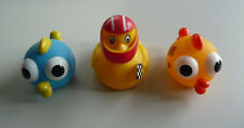 Badeenten Bad Spielzeug Kunststoff 2x Fisch gelb + blau 1x Ente gelb Badewanne