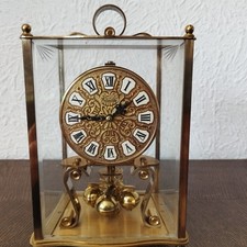 Jahresuhr Tischuhr Drehpendeluhr Kundo Messing Glasgehäuse funktionstüchtig