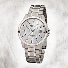 Regent Titan Herren Uhr F-554 Quarzuhr Armband silber URF554