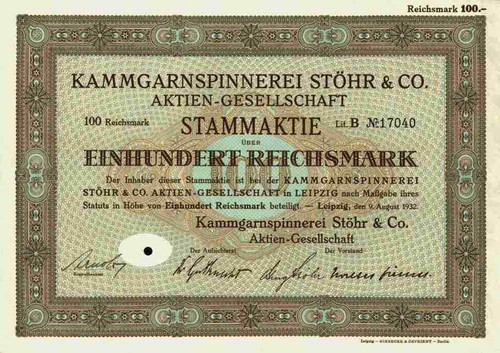 Kammgarnspinnerei stöhr 1932 - kammgarnspinnerei,
