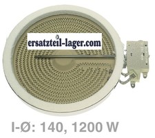 Strahlheizkörper 140mmØ 1200W Kochfeld EGO 1054111004 wie Whirlpool 481281728234