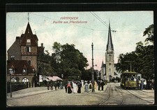 Hannover, Gelbe Strassenbahn am Pferdeturm, Ansichtskarte 1909 