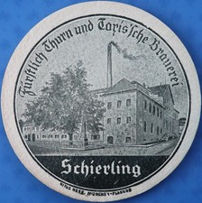 Alter Bierdeckel VK Fürstlich Thurn u. Taxis`sche Brauerei Schierling um 1930
