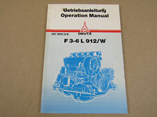 Deutz F3L F4L F6L 912 W Bedienungsanleitung 1985 Betriebsanleitung Wartung