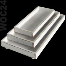 Dekoplatte Dekotablett Holz Kerzen Tisch Tablett Deko Platte Shabby Chic Weiß