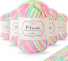 Maxee Handstrickgarn, 5x50 g Häkelgarn, Bunt Farbverlauf Acrylgarn [B-Ware]