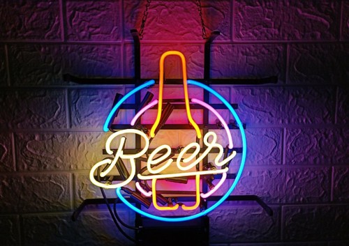 Leuchtreklame beer bottle neon - bottle,