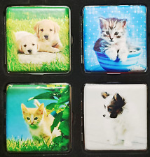 Zigarettenetui Atomic " Hunde und Katzen " 4 Motive, Case Box Etui Gummiband