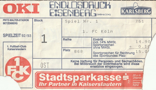 Ticket kaiserslautern 1 - fc,