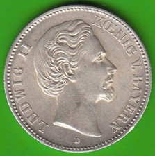 Bayern 2 Mark 1876 Ludwig II der Kini in vz-st sehr hübsch nswleipzig