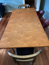 Esstisch Vogelaugen Ahorn Massiv 200 x 100 Höhe 75 Mit Untergestell Metall