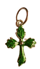 KREUZ Anhänger Emaille grün Gott Tibetsilber Schmuck NEU