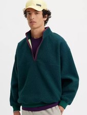 Levi's Herren Sweatshirt Jacke Gold Tab Shoreline Half Zip, Loose fit, Grün, XL 