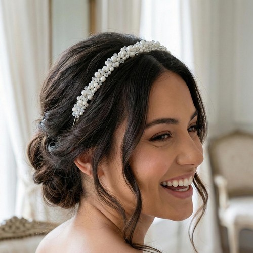 Zarte braut tiara mit perlen - zarte,
