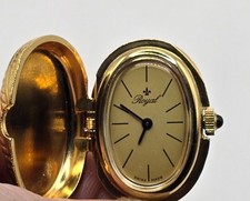 Royal Swiss Kettenuhr Damen vergoldet | Handaufzug | Cabochon Krone Vintage