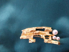 Lapponia Brosche BOW of ARGO mit Perlen Björn Weckström 585er Gelbgold