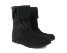 Mittelalterstiefel Stulpenstiefel Schaftstiefel Veloursleder schwarz Größe 46