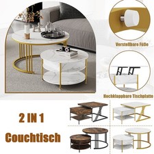 Rund /Quadra Couchtisch mit Hebeplatte Beistelltisch Wohnzimmertisch Sofatisch