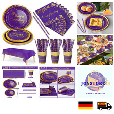 Lilagold Partygeschirr Set | 126 Stück | Wiederverwendbar