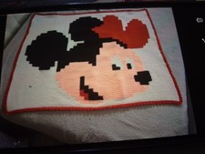 Kinderwagen Decke Kuscheldecke Micky Maus Babydecke ,Selbst Gehäkelt