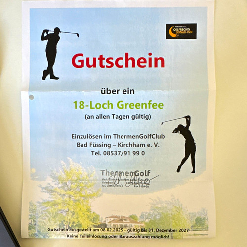 Thermengolf gutschein loch - gutschein, 18-loch
