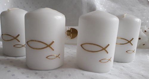 Kerzen mit goldene fische - 6,4,