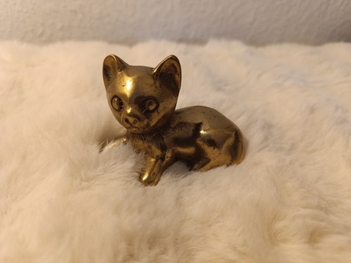 Vintage messing katze figur - messing,