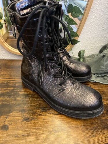 Kroko biker boots - boots, 40